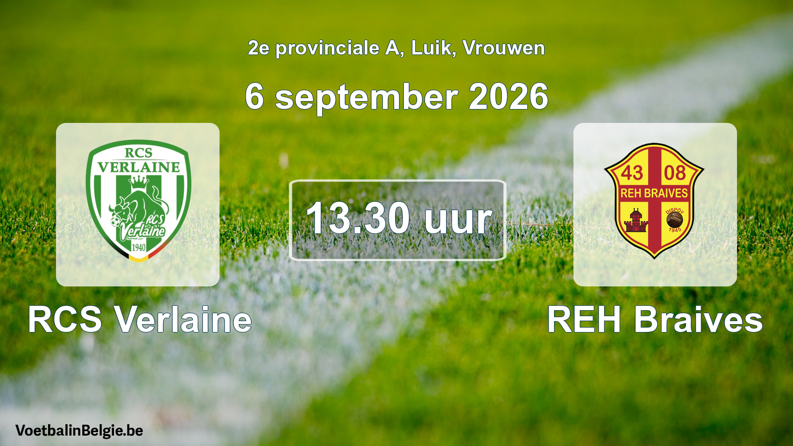 Geplande wedstrijd vrouwenvoetbal: RCS Verlaine - REH Braives (6 september 2026)