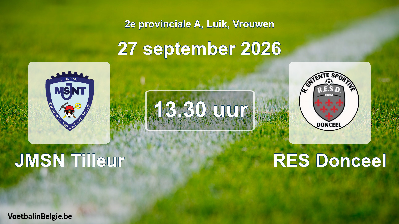 Geplande wedstrijd vrouwenvoetbal: JMSN Tilleur - RES Donceel (27 september 2026)