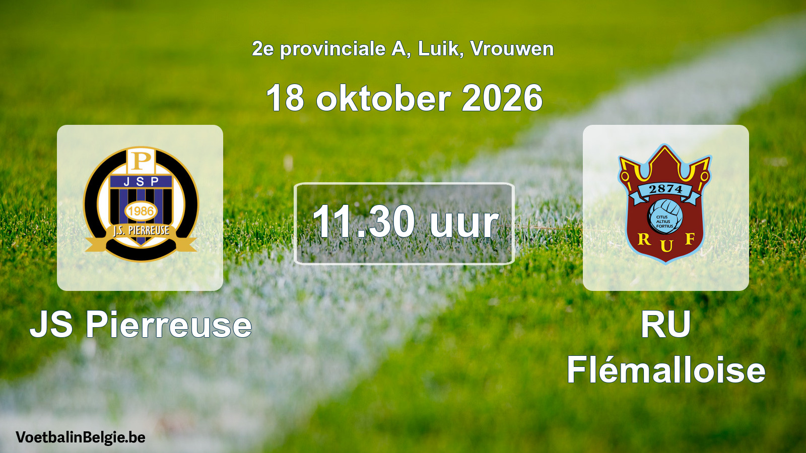 Geplande wedstrijd vrouwenvoetbal: JS Pierreuse - RU Flémalloise (18 oktober 2026)