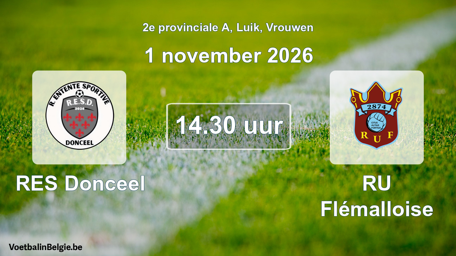 Geplande wedstrijd vrouwenvoetbal: RES Donceel - RU Flémalloise (1 november 2026)