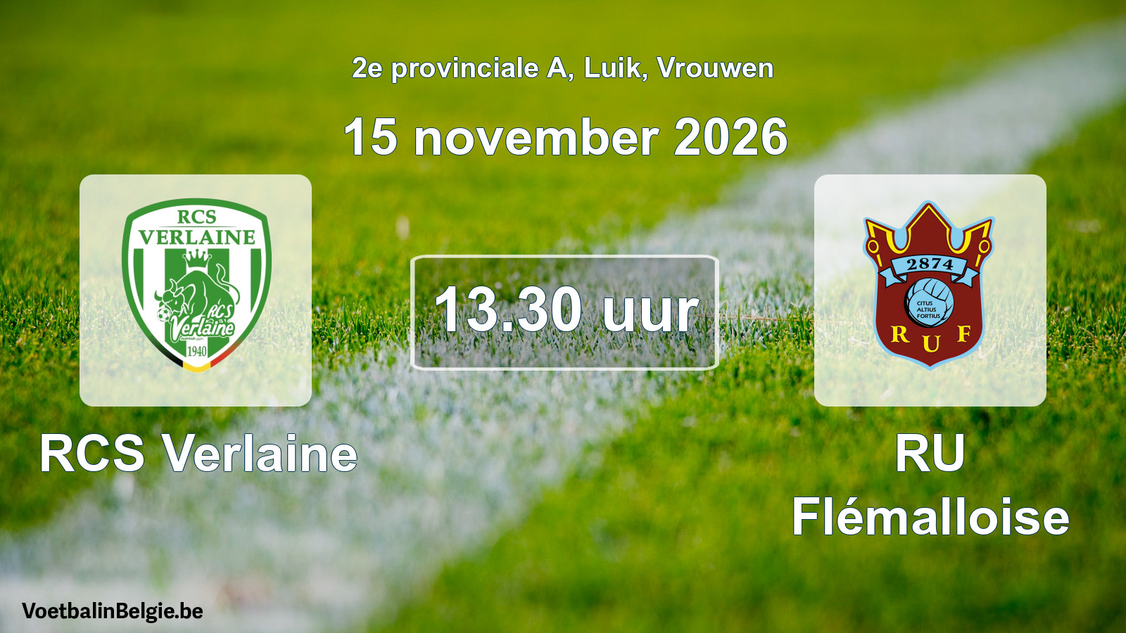 Geplande wedstrijd vrouwenvoetbal: RCS Verlaine - RU Flémalloise (15 november 2026)