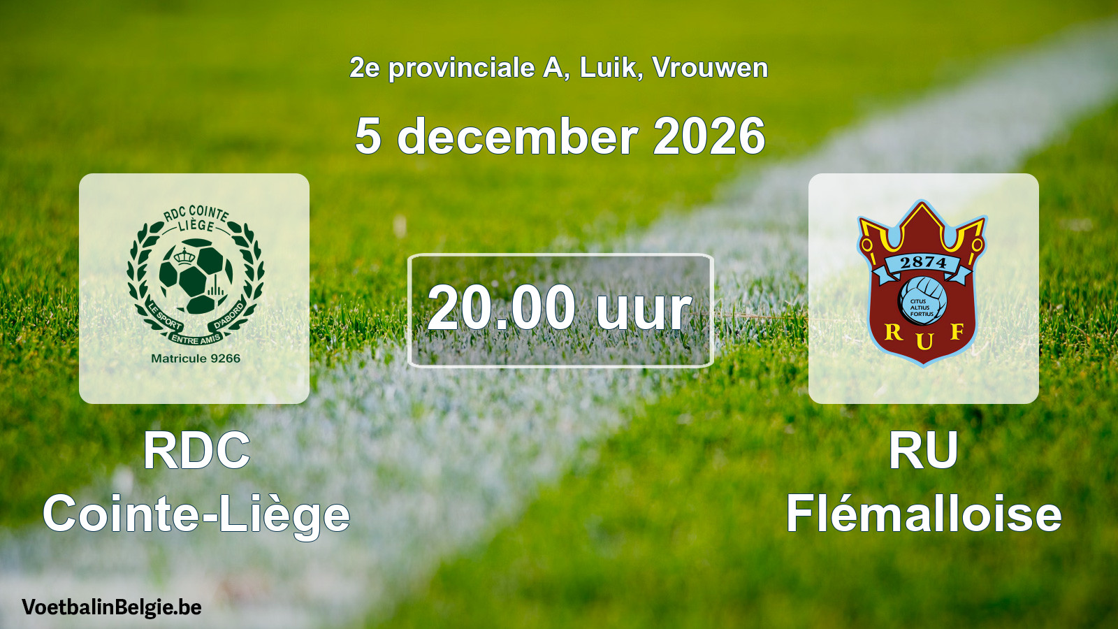Geplande wedstrijd vrouwenvoetbal: RDC Cointe-Liège - RU Flémalloise (5 december 2026)