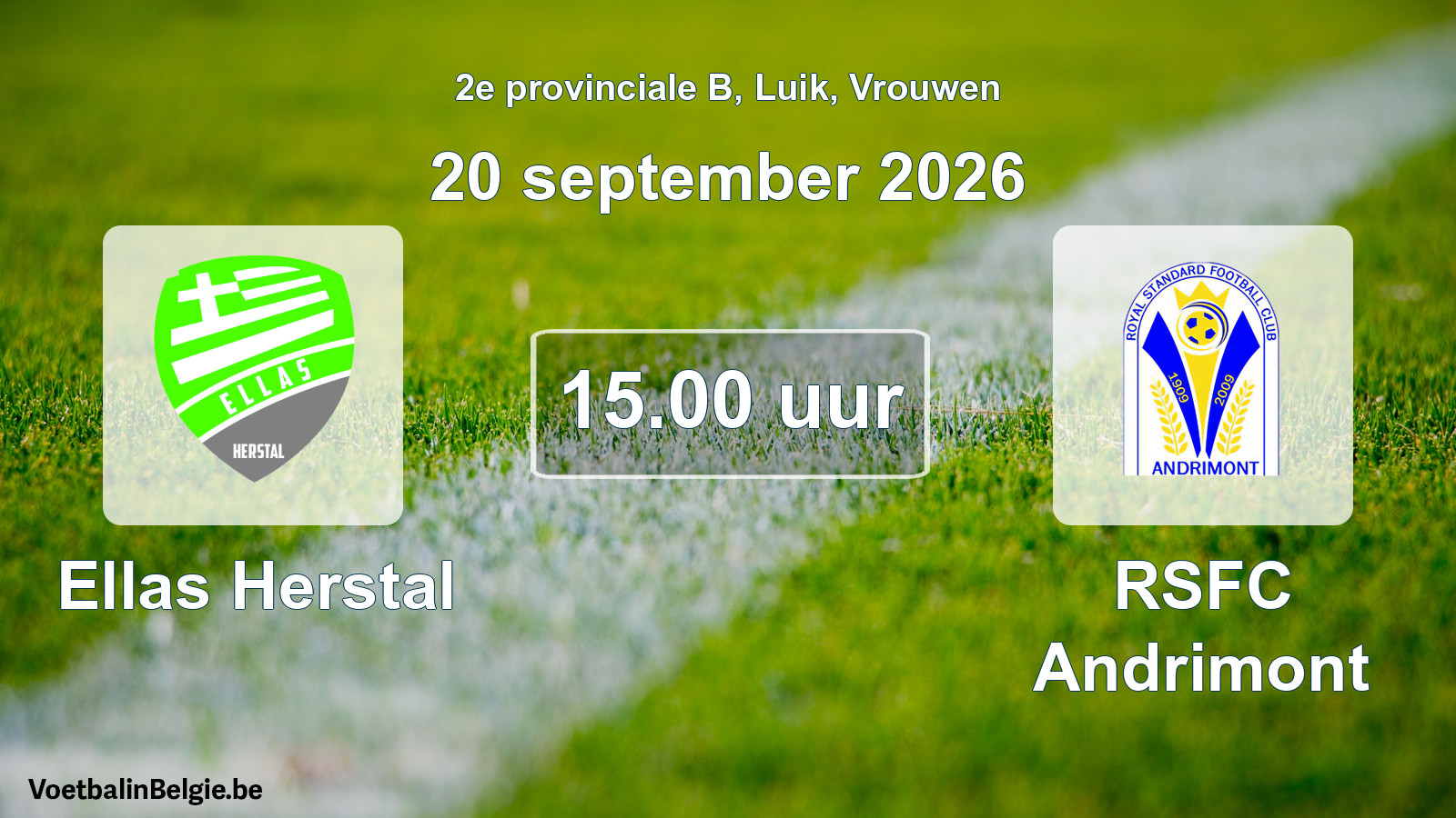 Geplande wedstrijd vrouwenvoetbal: Ellas Herstal - RSFC Andrimont (20 september 2026)