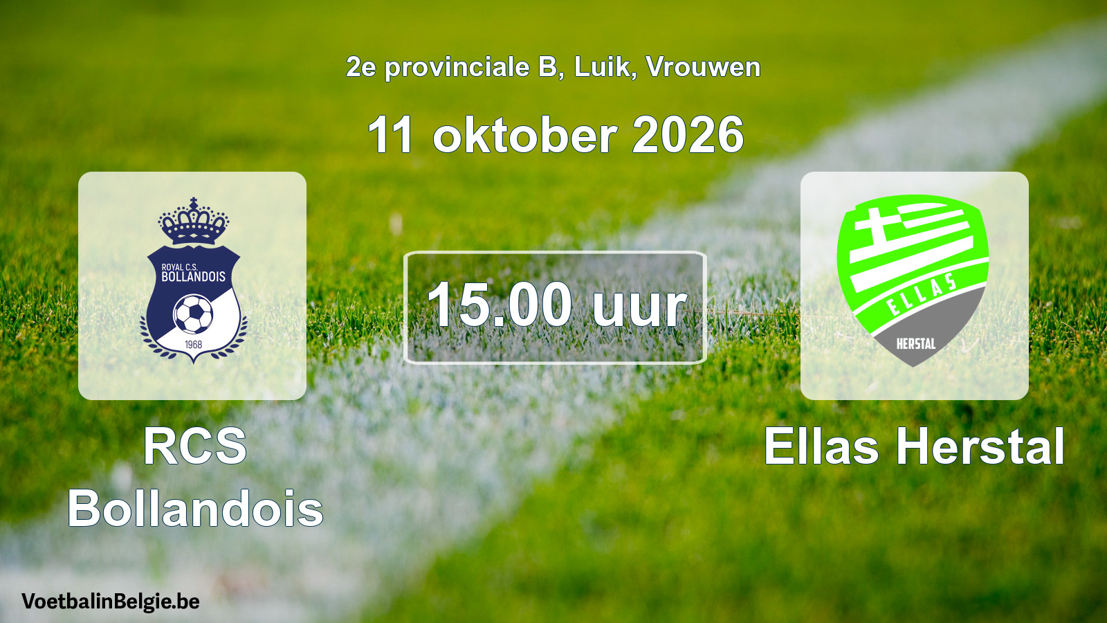 Geplande wedstrijd vrouwenvoetbal: RCS Bollandois - Ellas Herstal (11 oktober 2026)