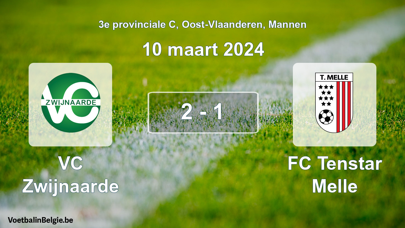 Gespeelde wedstrijd mannenvoetbal: VC Zwijnaarde - FC Tenstar Melle 2 - 1 (10 maart 2024)