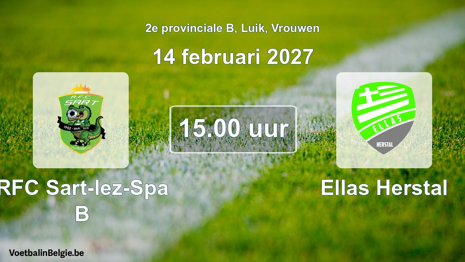 Geplande wedstrijd vrouwenvoetbal: RFC Sart-lez-Spa B - Ellas Herstal (14 februari 2027)