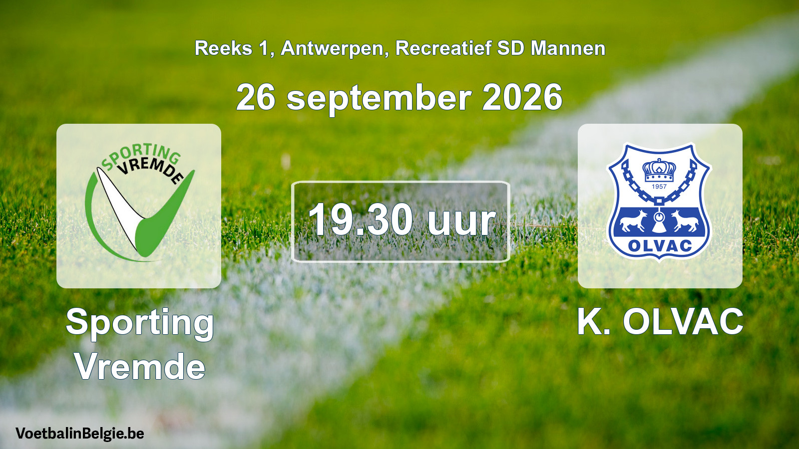 Geplantes Spiel freizeit sd männer-Fußball: Sporting Vremde - K. OLVAC (26 September 2026)