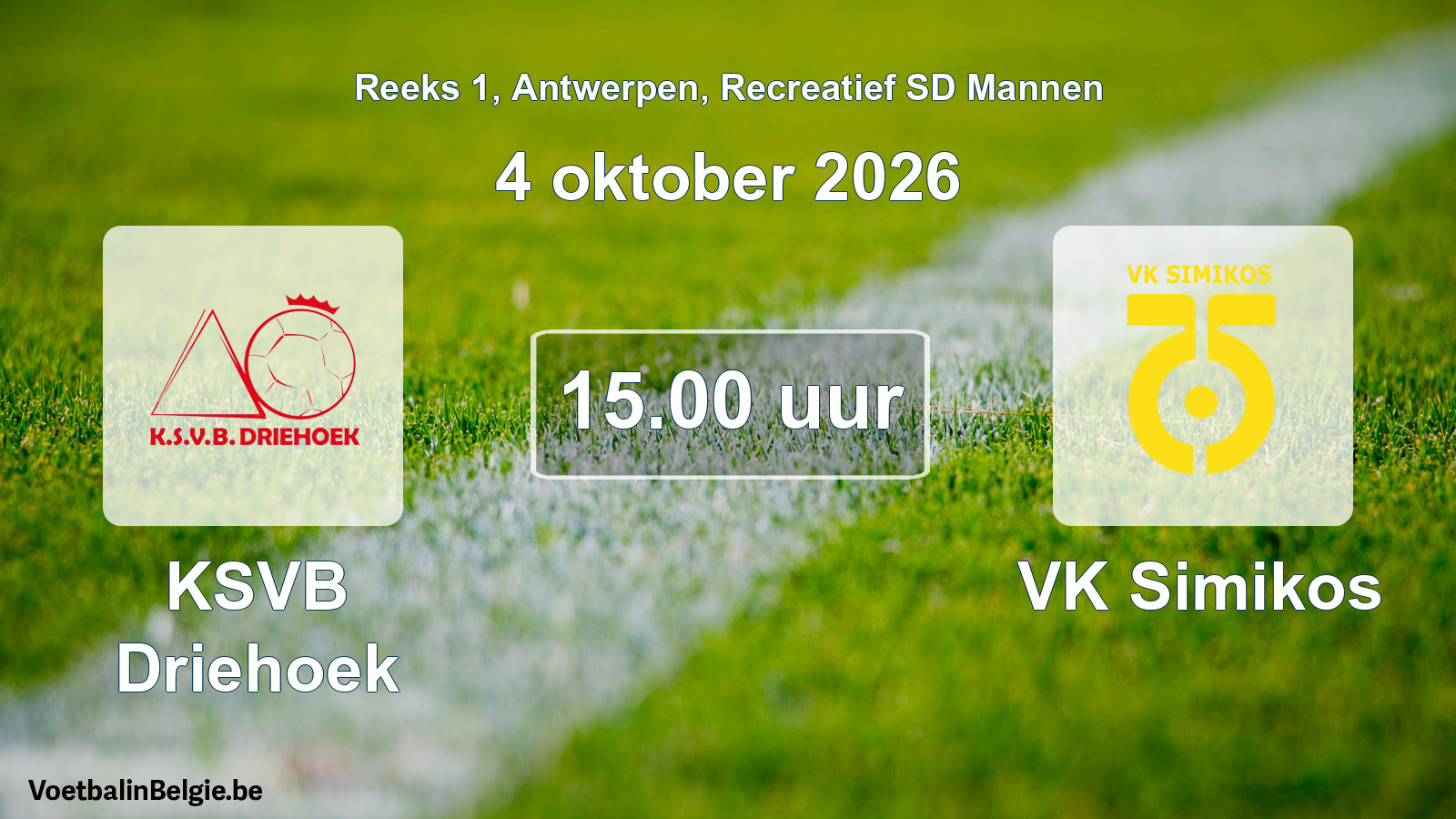 Geplantes Spiel freizeit sd männer-Fußball: KSVB Driehoek - VK Simikos (4 Oktober 2026)