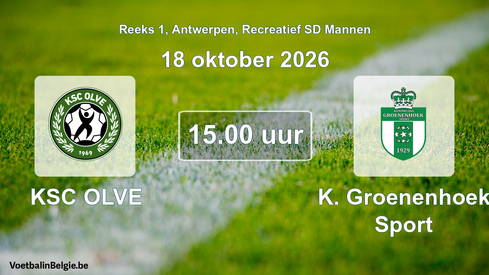 Scheduled match recreational sd men football: KSC OLVE - K. Groenenhoek Sport (18 October 2026)
