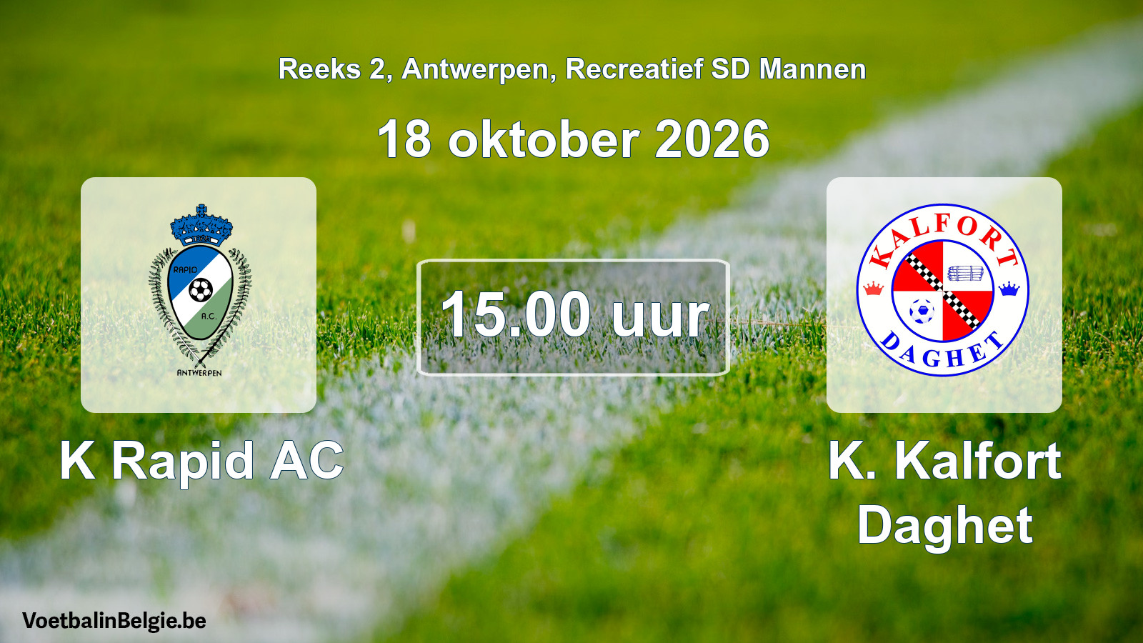 Scheduled match recreational sd men football: K Rapid AC - K. Kalfort Daghet (18 October 2026)