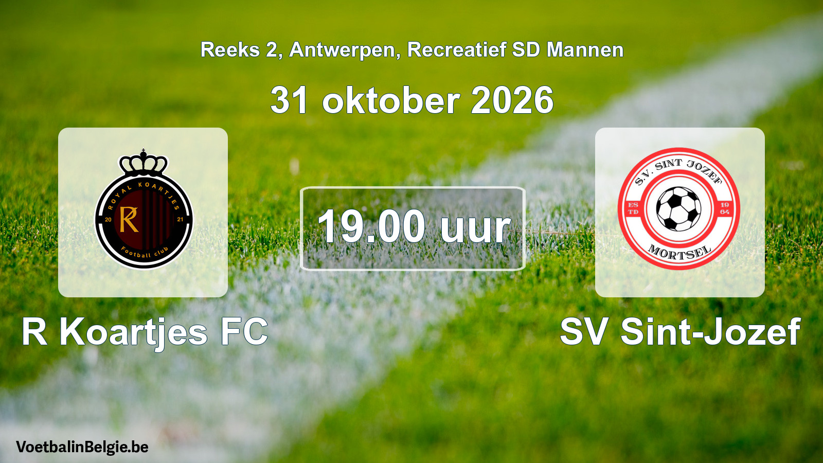 Geplantes Spiel freizeit sd männer-Fußball: R Koartjes FC - SV Sint-Jozef (31 Oktober 2026)