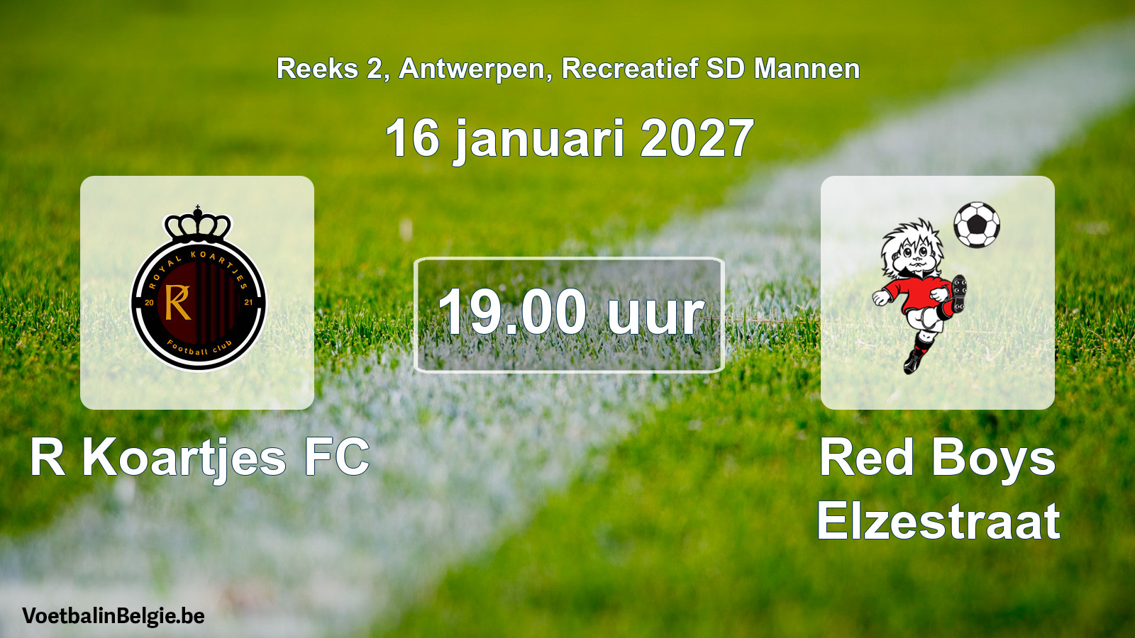Geplantes Spiel freizeit sd männer-Fußball: R Koartjes FC - Red Boys Elzestraat (16 Januar 2027)