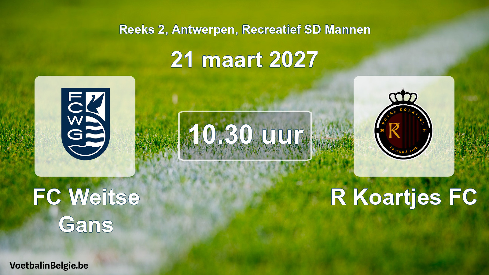Scheduled match recreational sd men football: FC Weitse Gans - R Koartjes FC (21 March 2027)