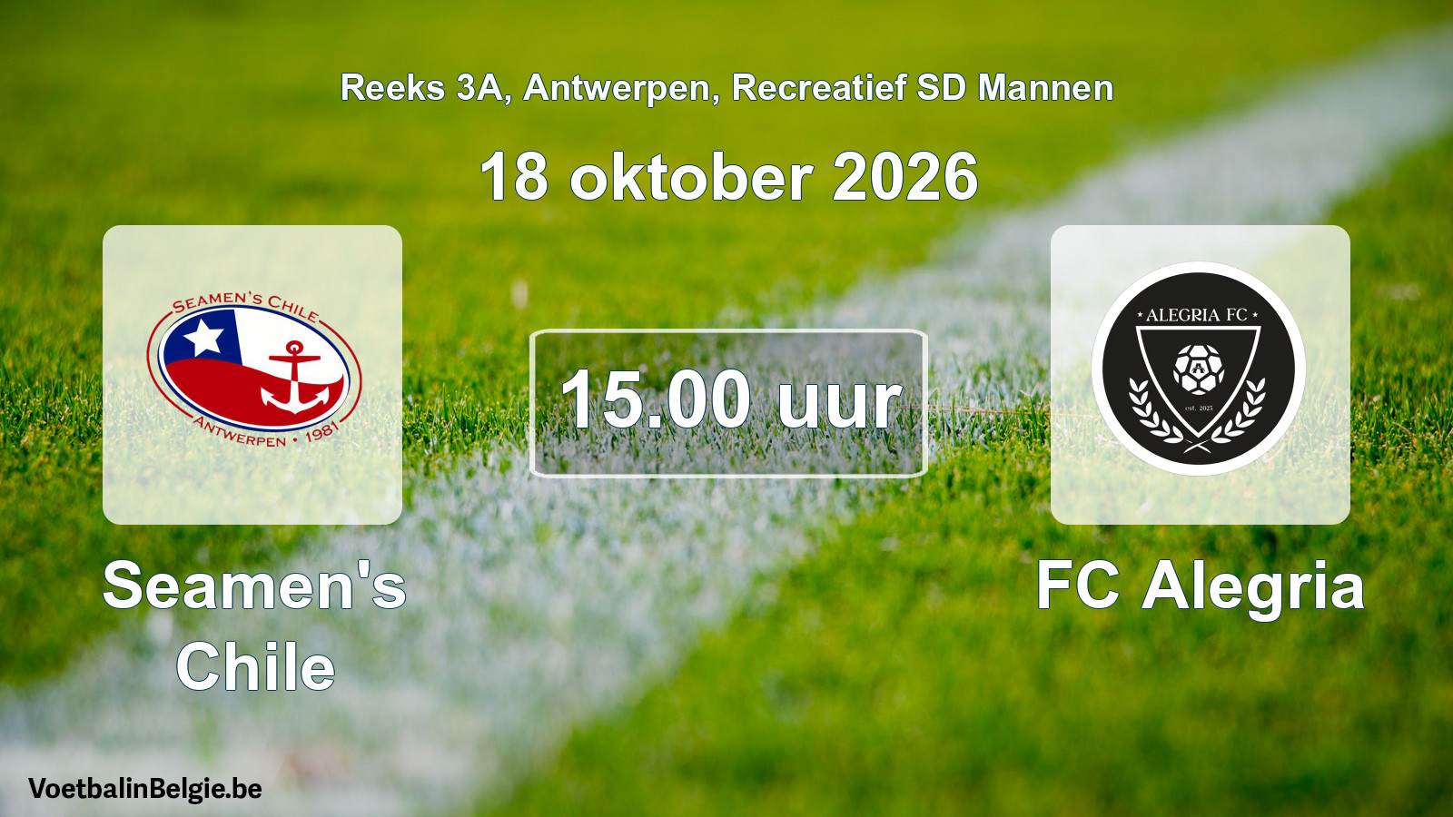 Geplantes Spiel freizeit sd männer-Fußball: Seamen's Chile - FC Alegria (18 Oktober 2026)