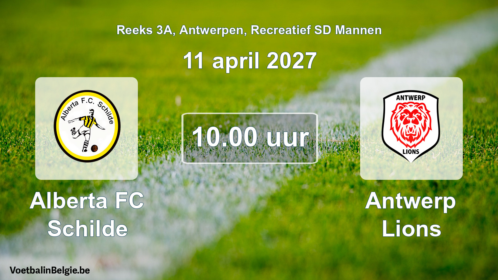 Geplantes Spiel freizeit sd männer-Fußball: Alberta FC Schilde - Antwerp Lions (11 April 2027)
