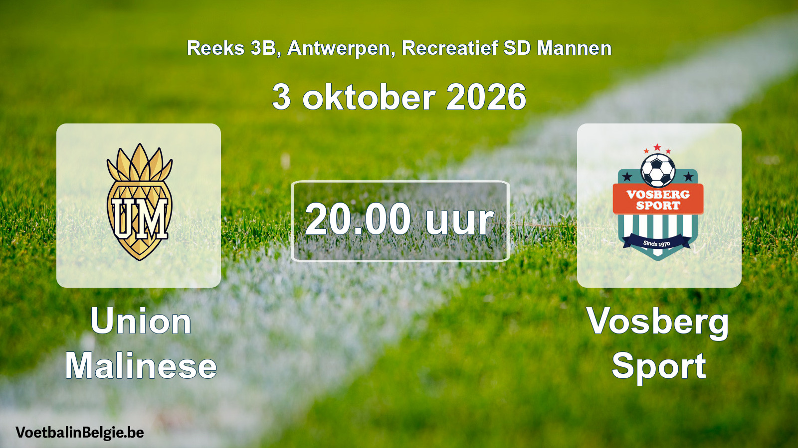 Geplantes Spiel freizeit sd männer-Fußball: Union Malinese - Vosberg Sport (3 Oktober 2026)