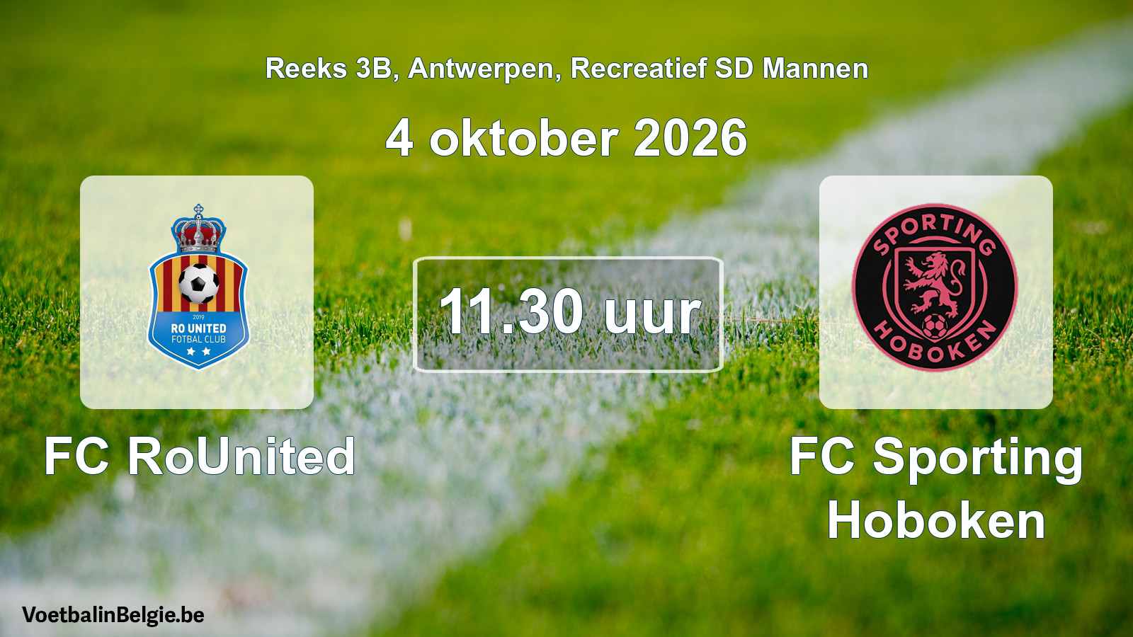 Scheduled match recreational sd men football: FC RoUnited - FC Sporting Hoboken (4 October 2026)