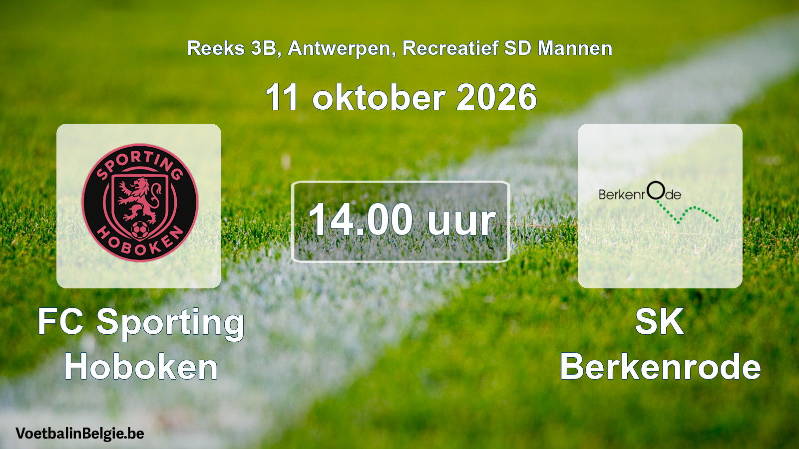 Scheduled match recreational sd men football: FC Sporting Hoboken - SK Berkenrode (11 October 2026)