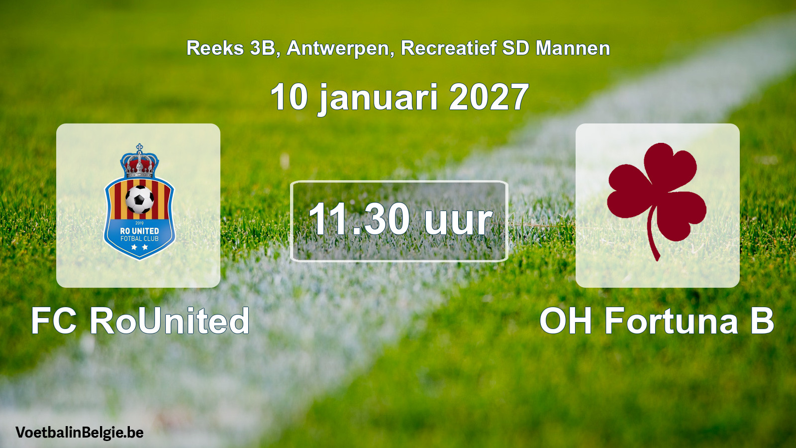 Scheduled match recreational sd men football: FC RoUnited - OH Fortuna B (10 January 2027)