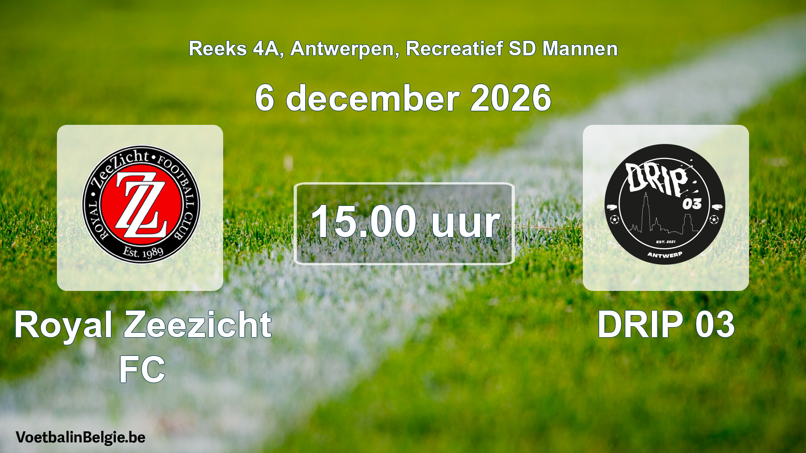 Scheduled match recreational sd men football: Royal Zeezicht FC - DRIP 03 (6 December 2026)