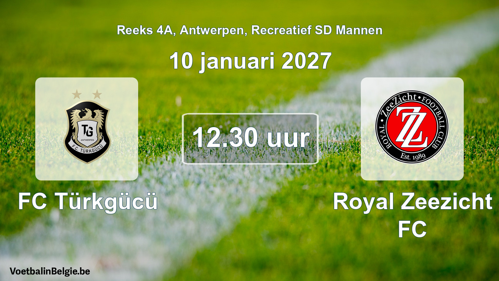 Scheduled match recreational sd men football: FC Türkgücü - Royal Zeezicht FC (10 January 2027)