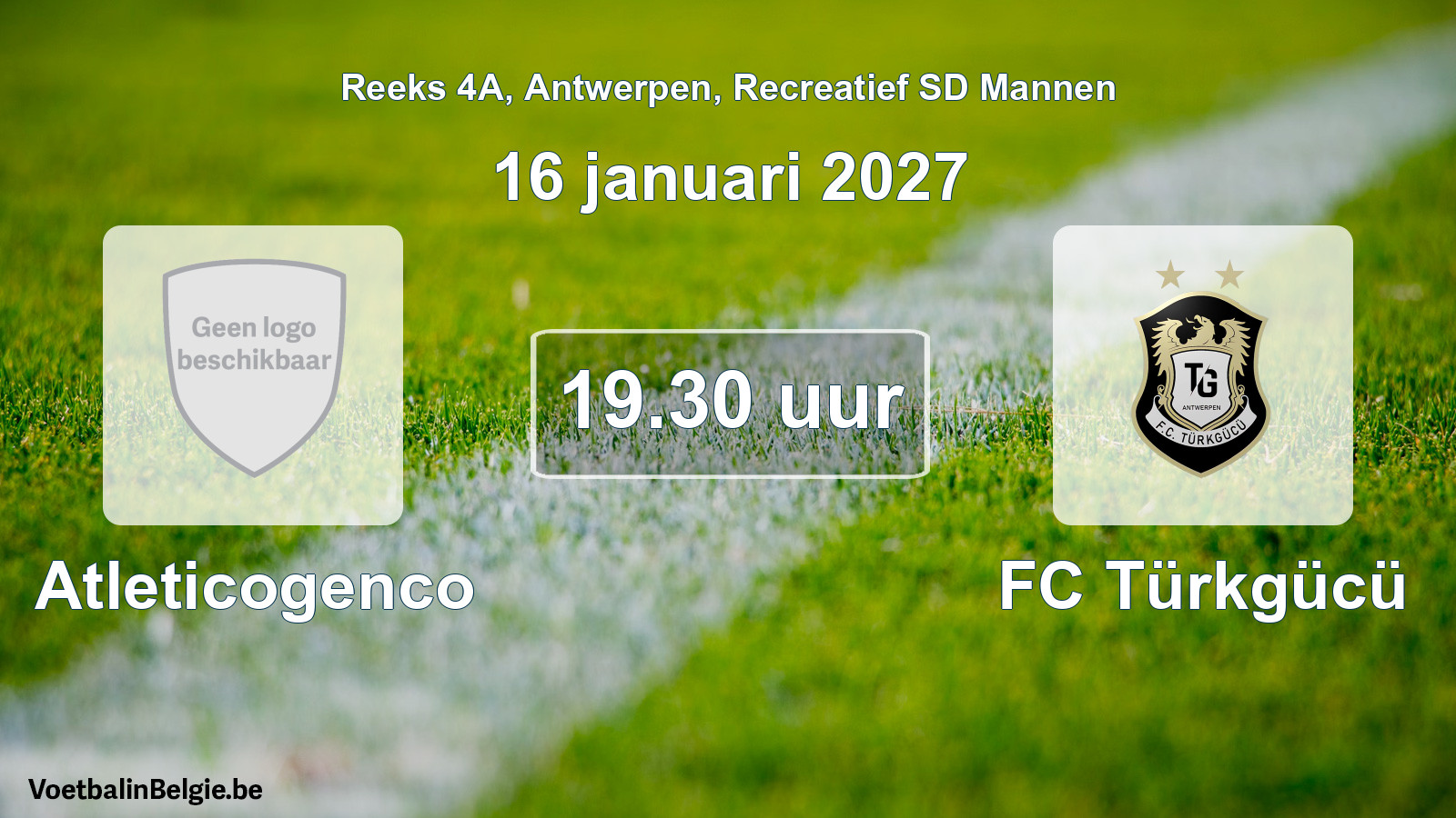 Geplande wedstrijd recreatief sd mannenvoetbal: Atleticogenco - FC Türkgücü (16 januari 2027)