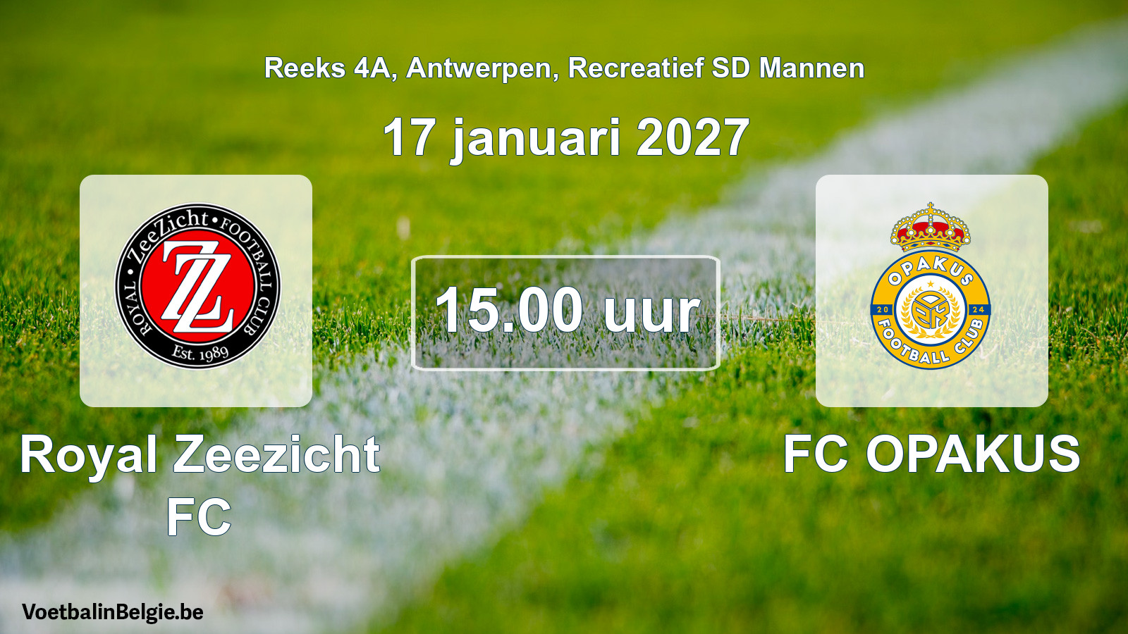 Scheduled match recreational sd men football: Royal Zeezicht FC - FC OPAKUS (17 January 2027)