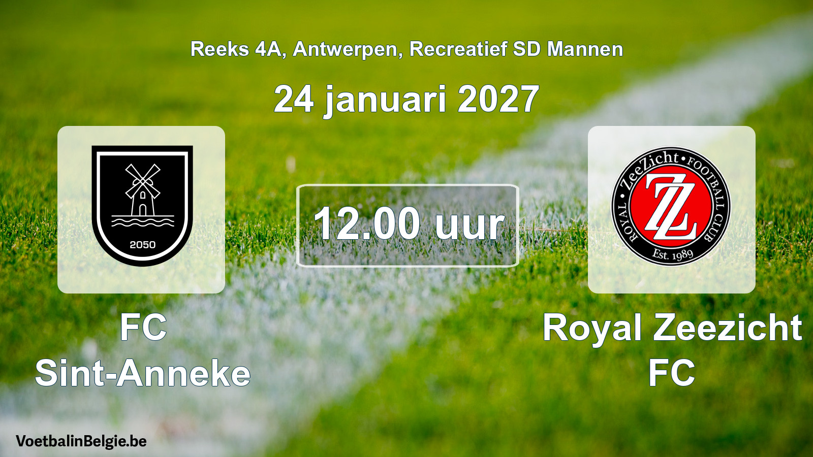 Scheduled match recreational sd men football: FC Sint-Anneke - Royal Zeezicht FC (24 January 2027)