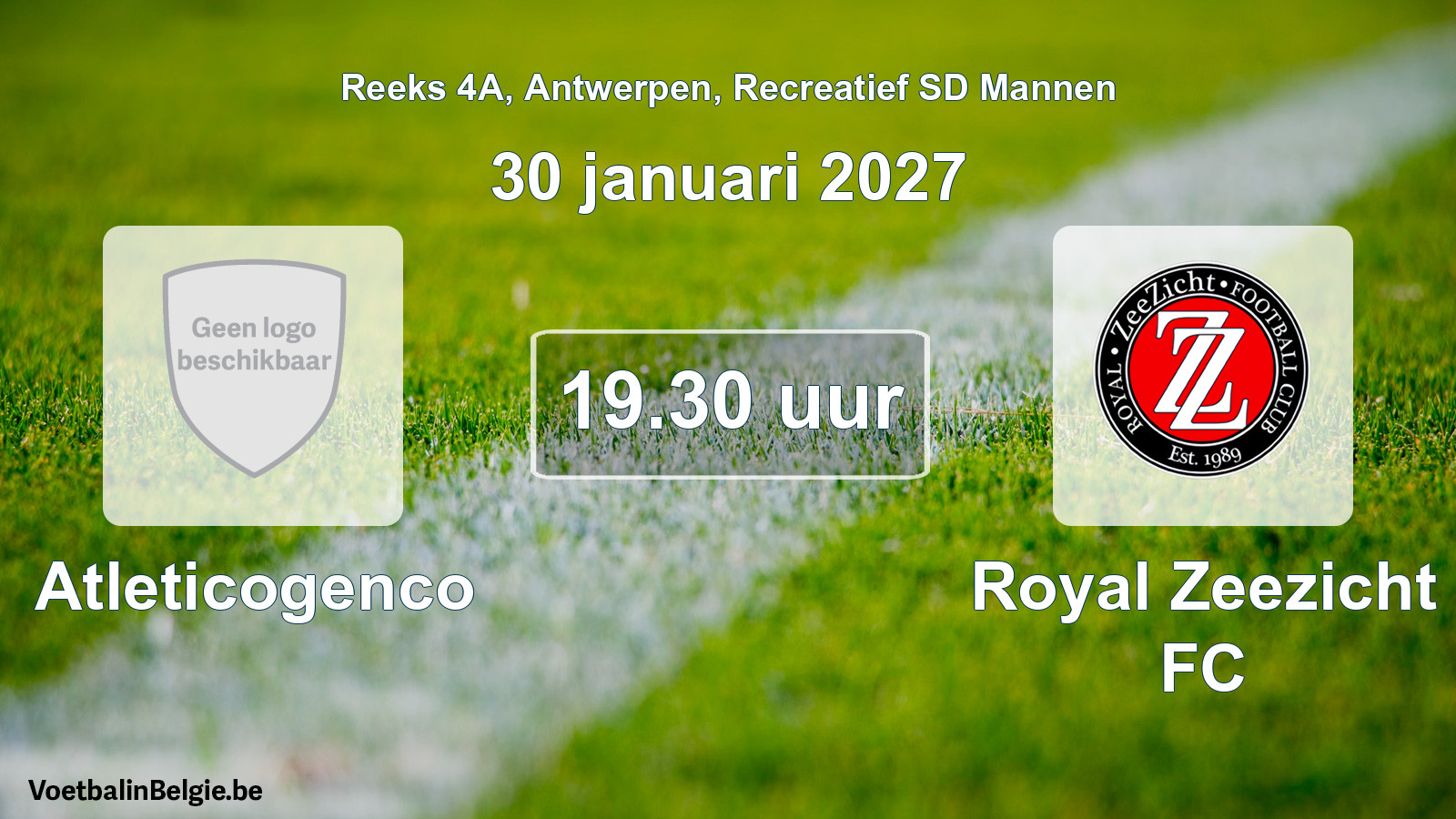Geplande wedstrijd recreatief sd mannenvoetbal: Atleticogenco - Royal Zeezicht FC (30 januari 2027)