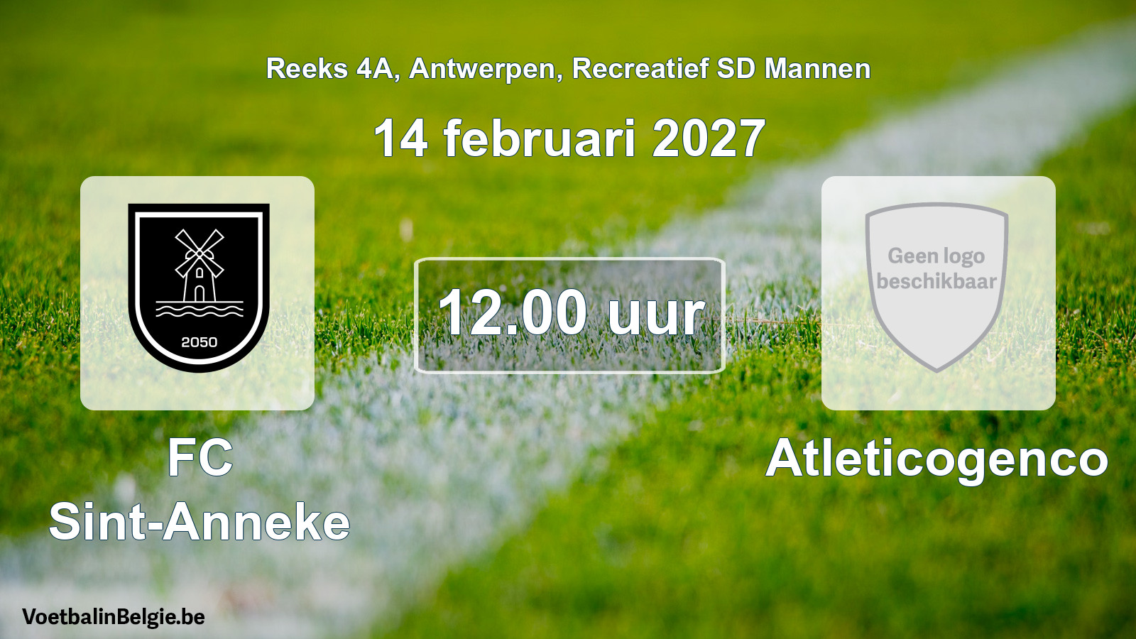 Geplantes Spiel freizeit sd männer-Fußball: FC Sint-Anneke - Atleticogenco (14 Februar 2027)