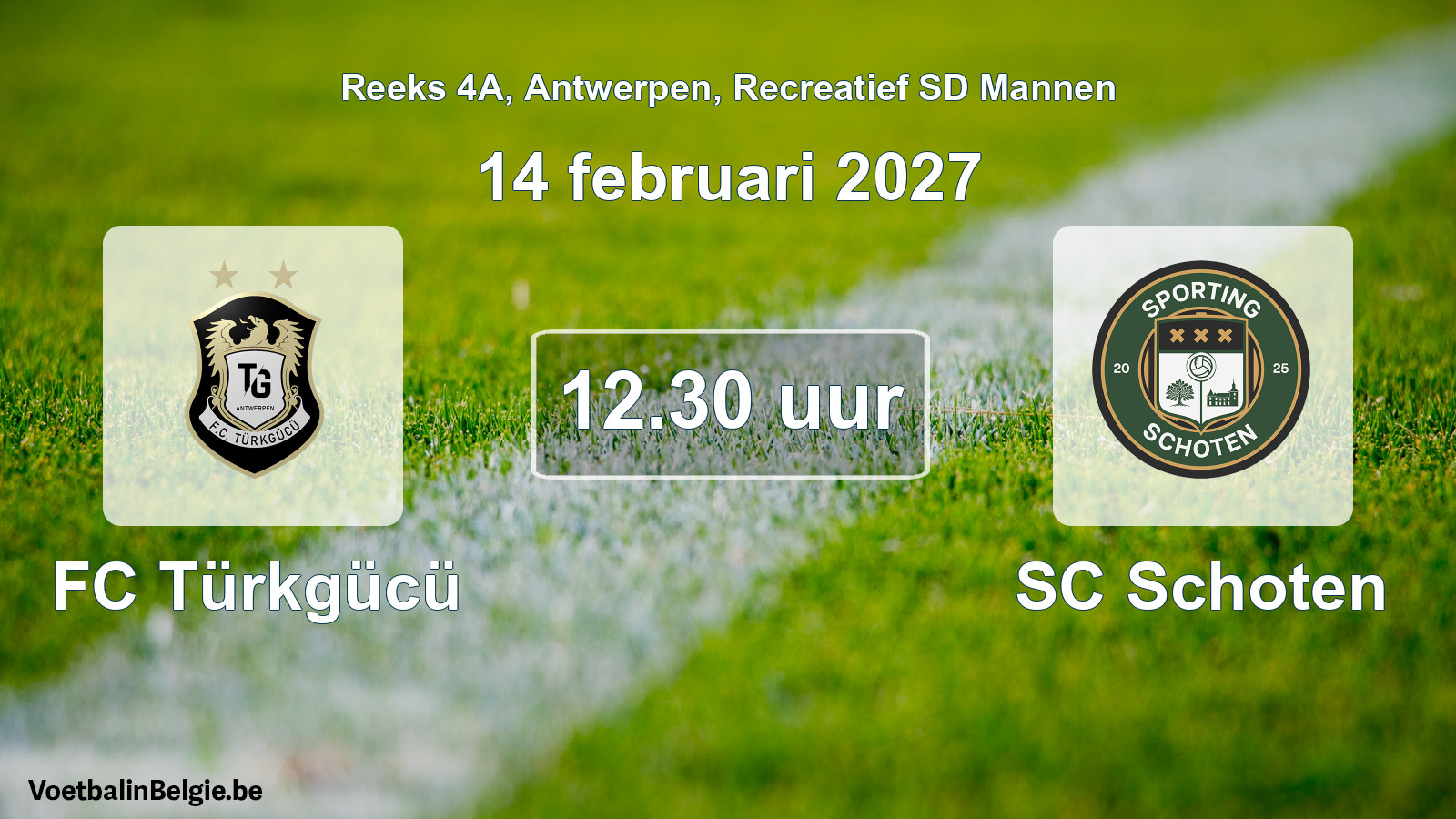 Scheduled match recreational sd men football: FC Türkgücü - SC Schoten (14 February 2027)