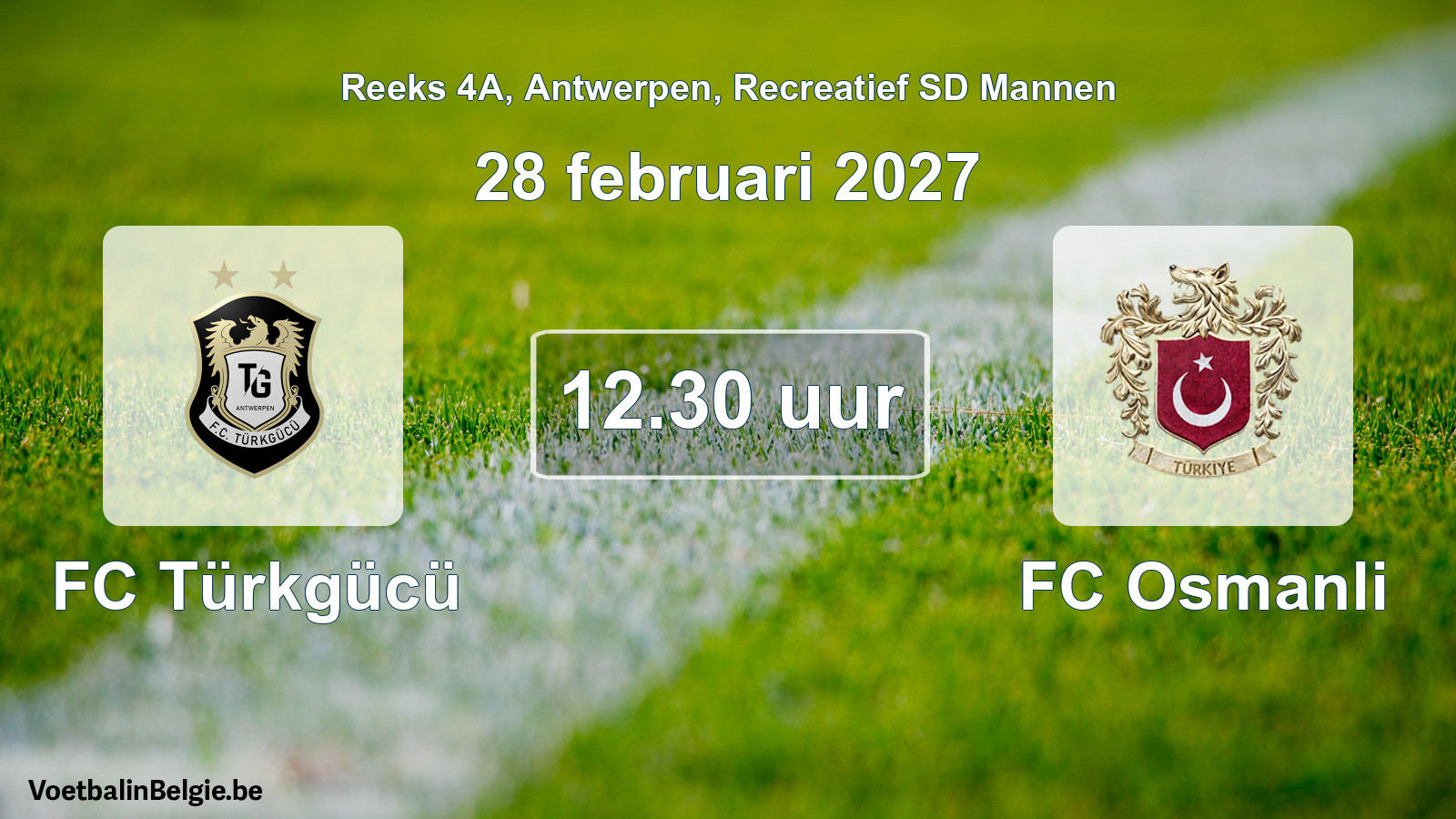 Scheduled match recreational sd men football: FC Türkgücü - FC Osmanli (28 February 2027)