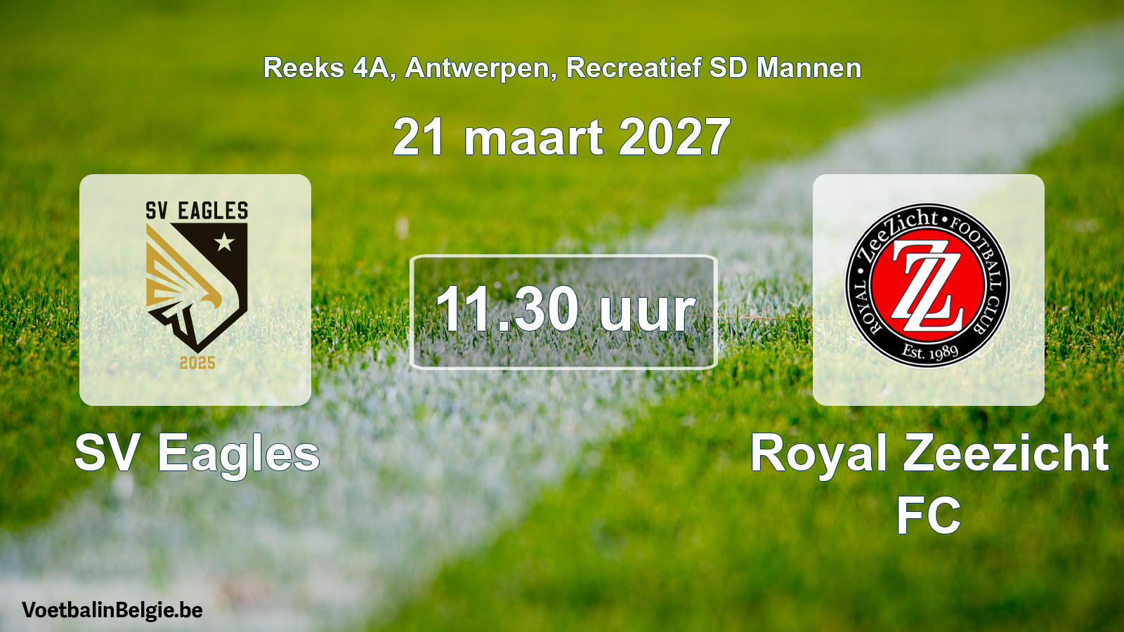 Geplande wedstrijd recreatief sd mannenvoetbal: SV Eagles - Royal Zeezicht FC (21 maart 2027)