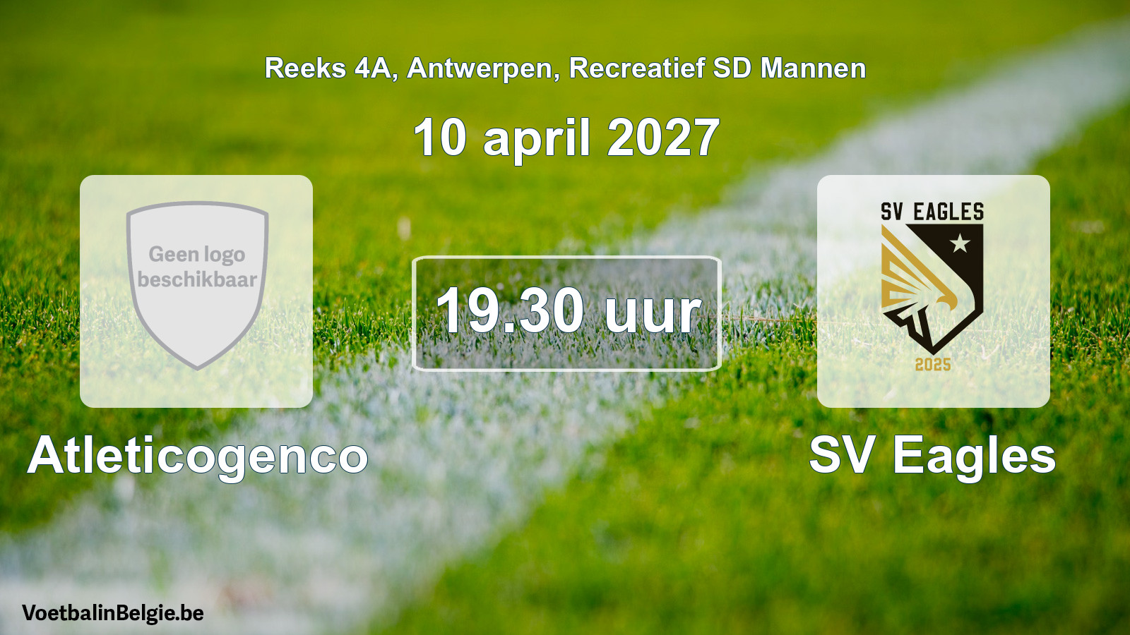 Geplande wedstrijd recreatief sd mannenvoetbal: Atleticogenco - SV Eagles (10 april 2027)