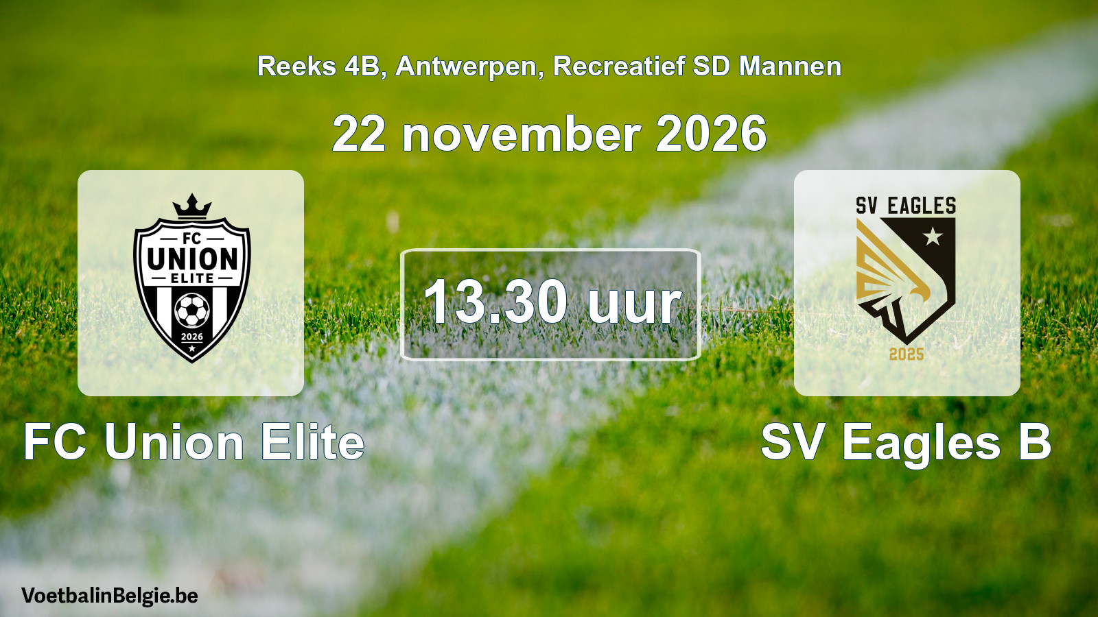 Scheduled match recreational sd men football: FC Union Elite - SV Eagles B (22 November 2026)