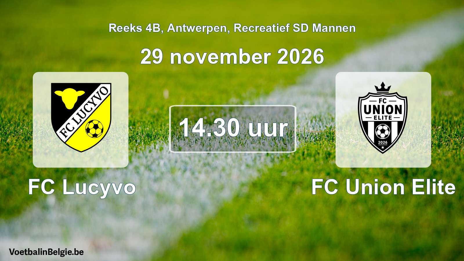 Scheduled match recreational sd men football: FC Lucyvo - FC Union Elite (29 November 2026)