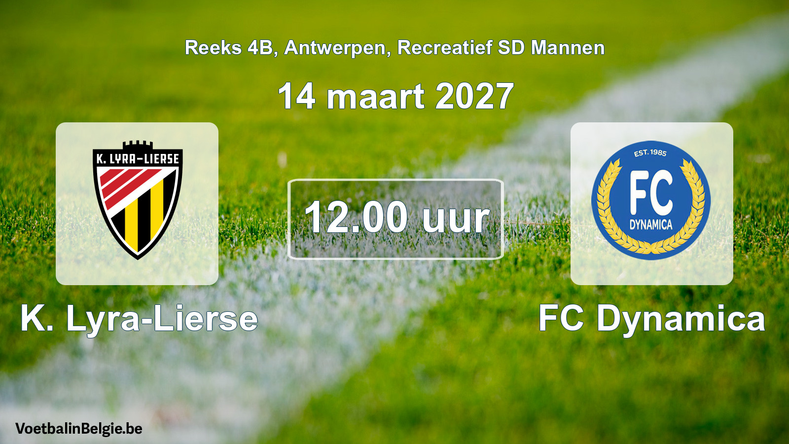 Geplantes Spiel freizeit sd männer-Fußball: K. Lyra-Lierse - FC Dynamica (14 März 2027)