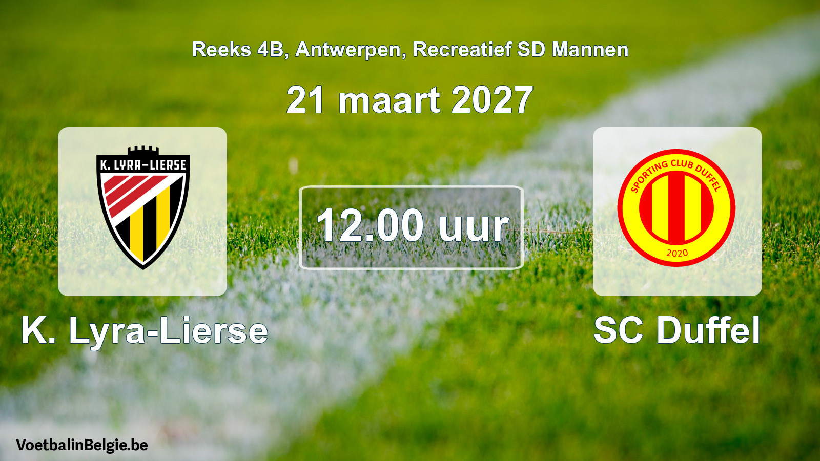 Geplantes Spiel freizeit sd männer-Fußball: K. Lyra-Lierse - SC Duffel (21 März 2027)