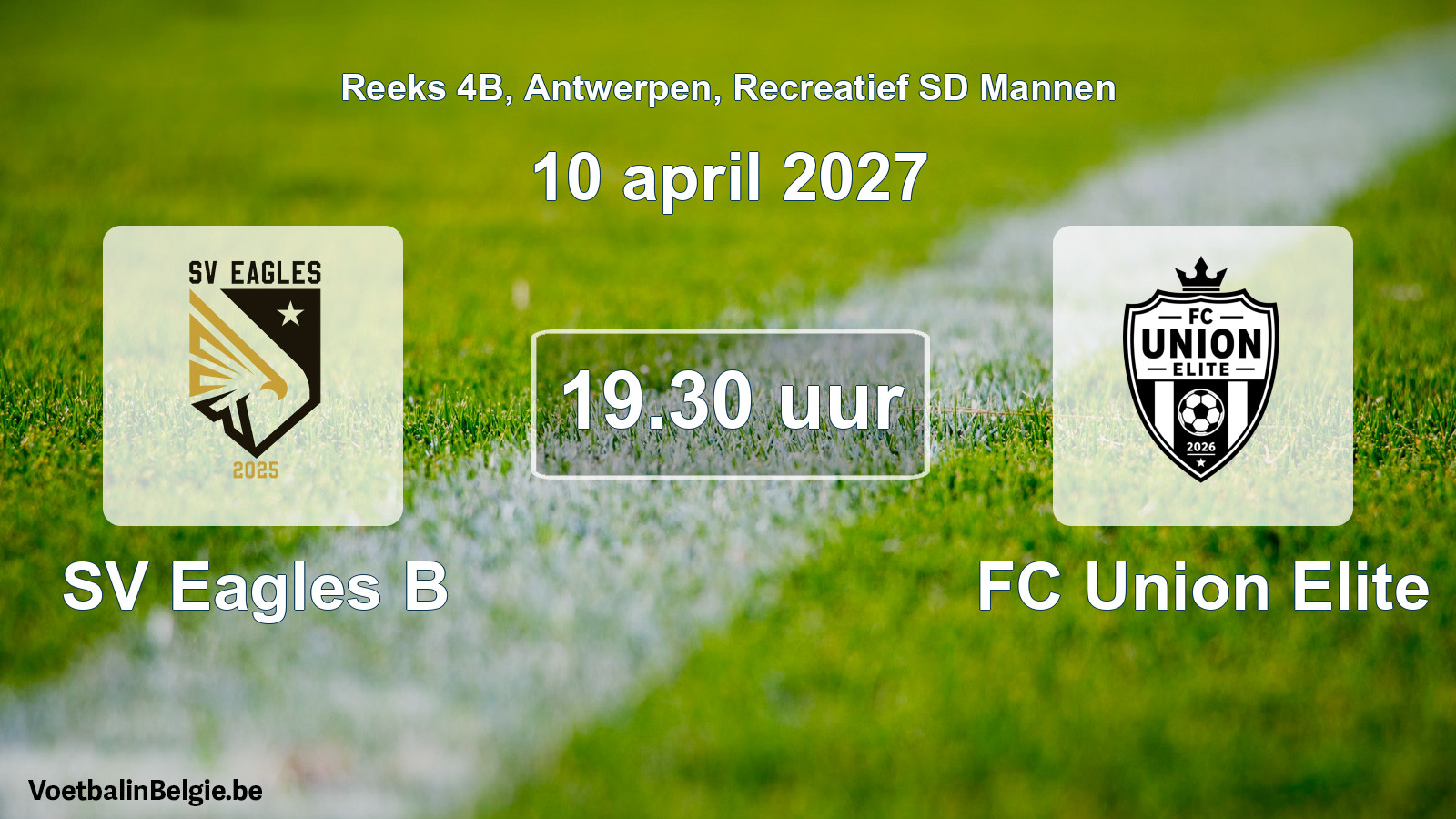 Scheduled match recreational sd men football: SV Eagles B - FC Union Elite (10 April 2027)
