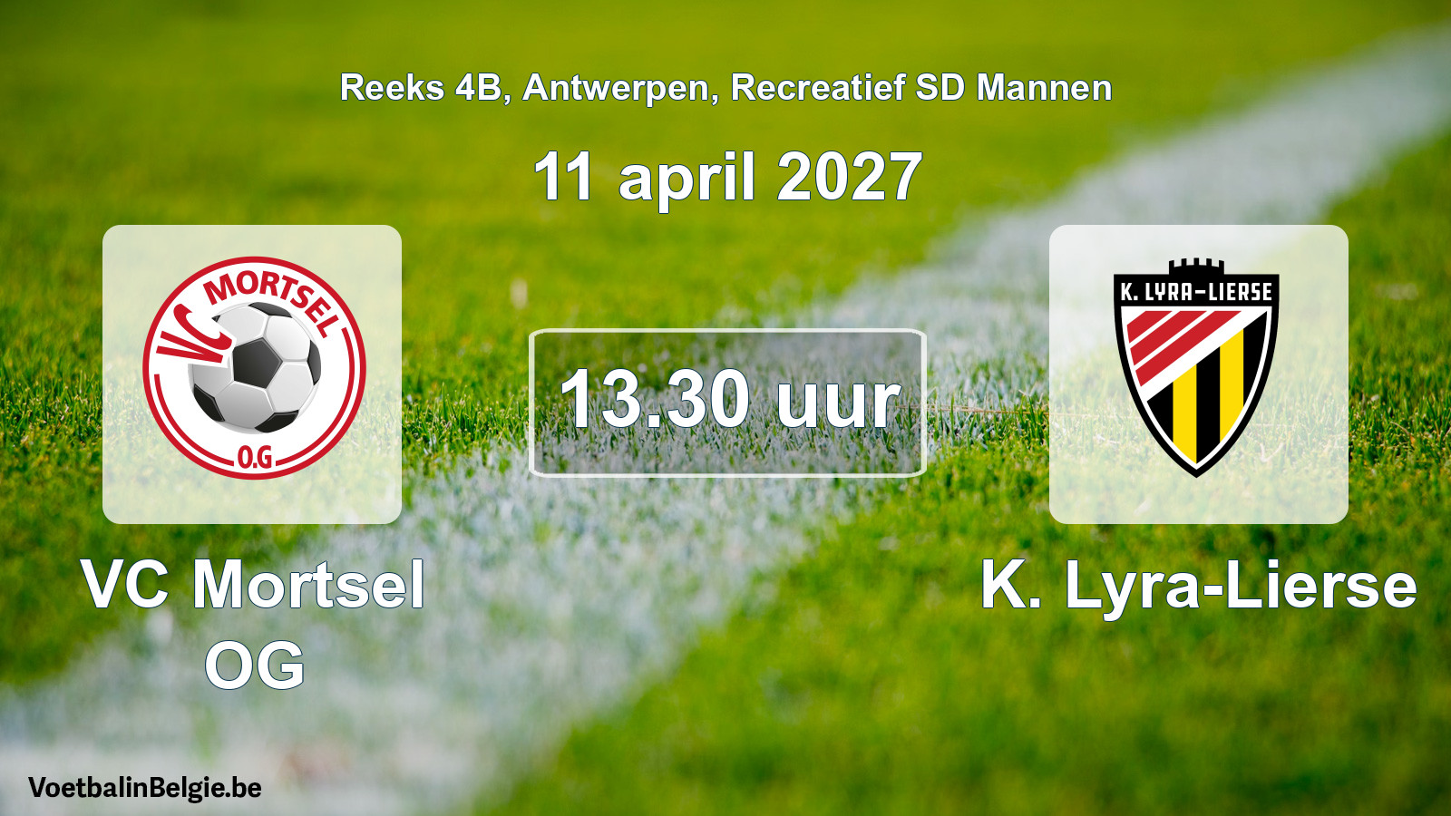 Scheduled match recreational sd men football: VC Mortsel OG - K. Lyra-Lierse (11 April 2027)