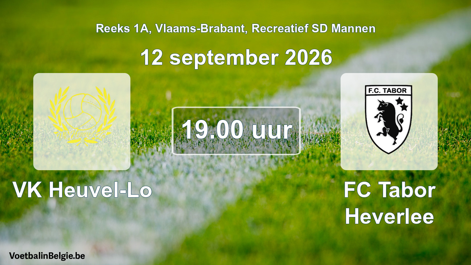 Scheduled match recreational sd men football: VK Heuvel-Lo - FC Tabor Heverlee (12 September 2026)