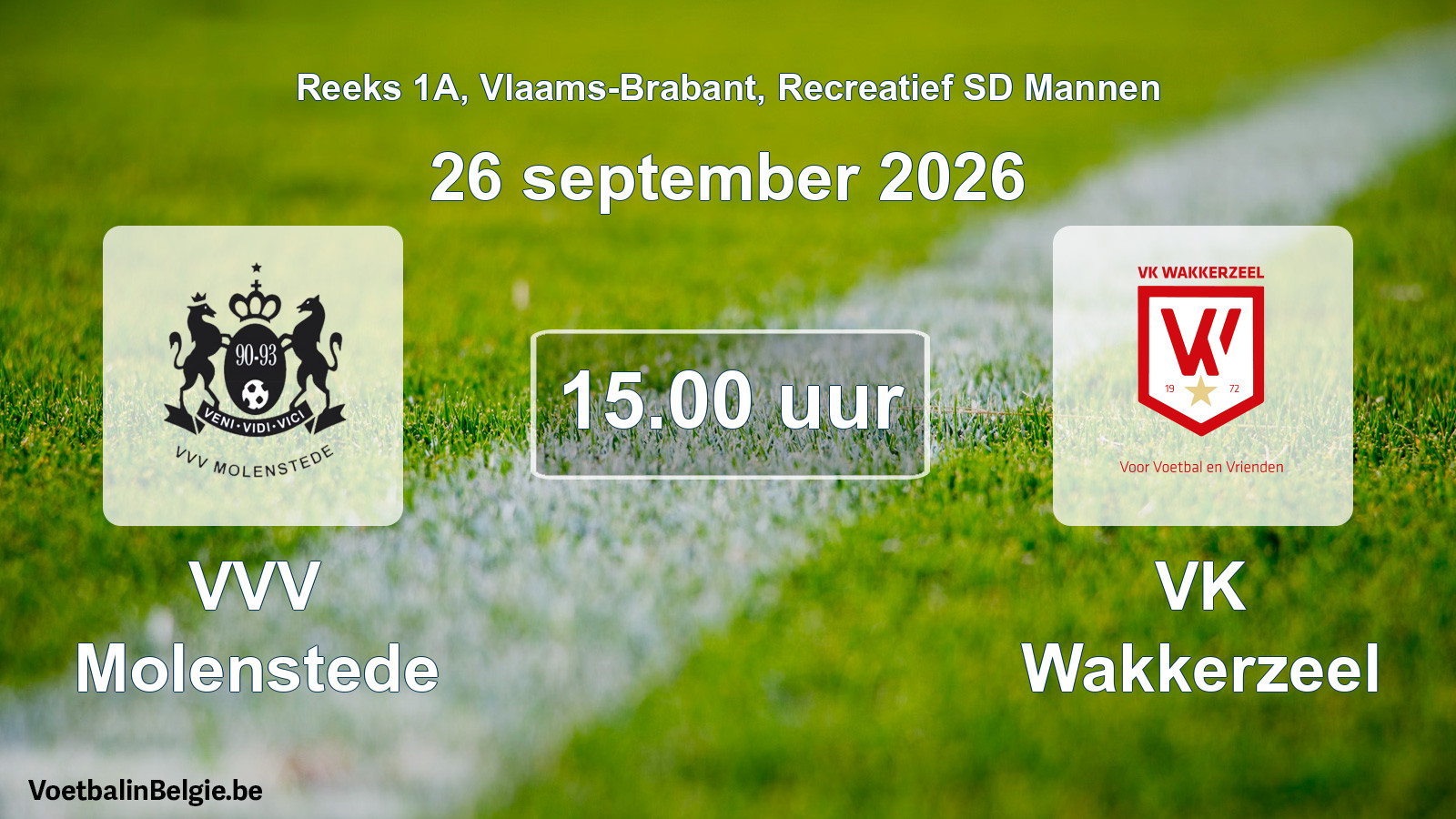 Scheduled match recreational sd men football: VVV Molenstede - VK Wakkerzeel (26 September 2026)