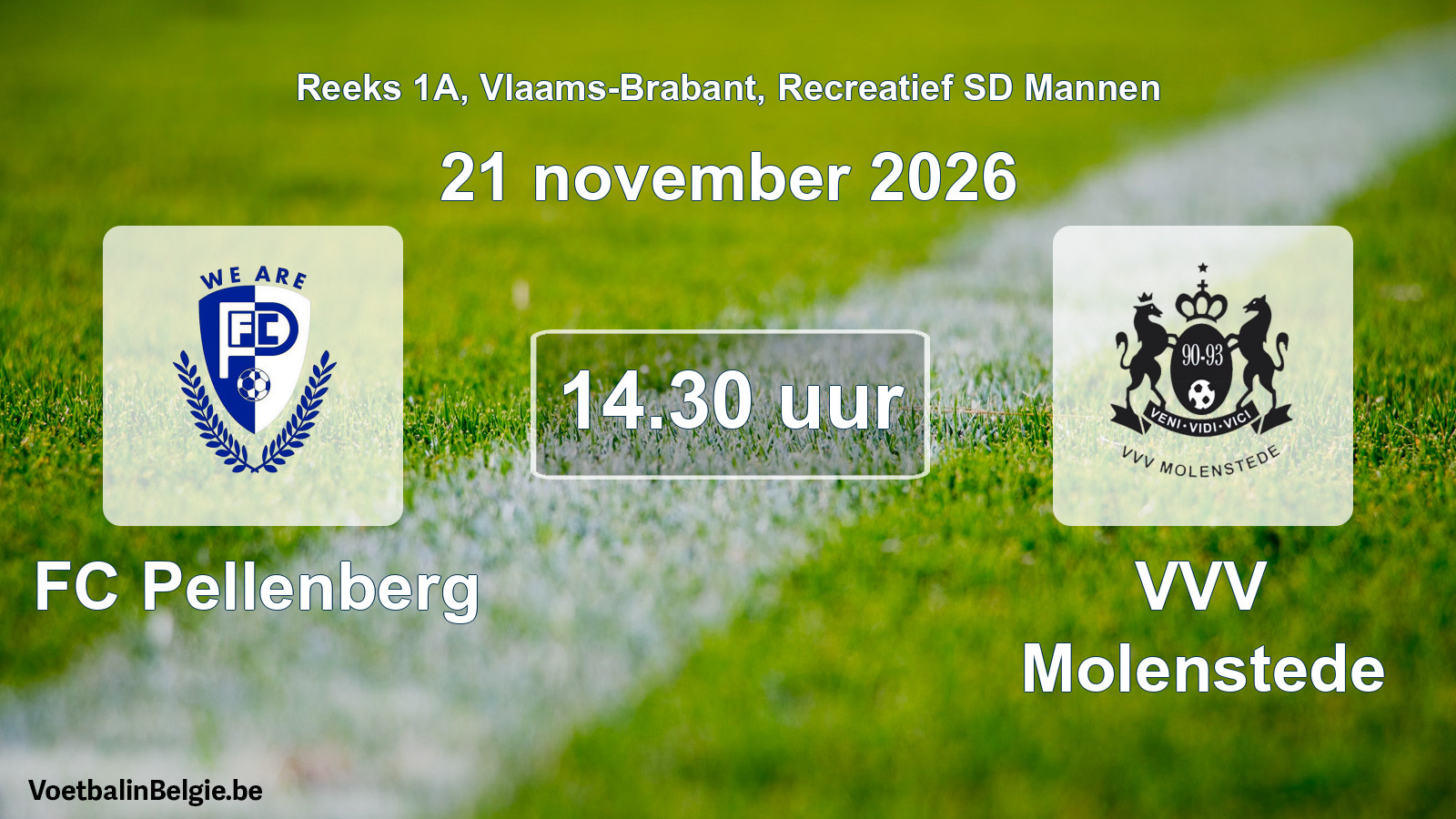 Scheduled match recreational sd men football: FC Pellenberg - VVV Molenstede (21 November 2026)