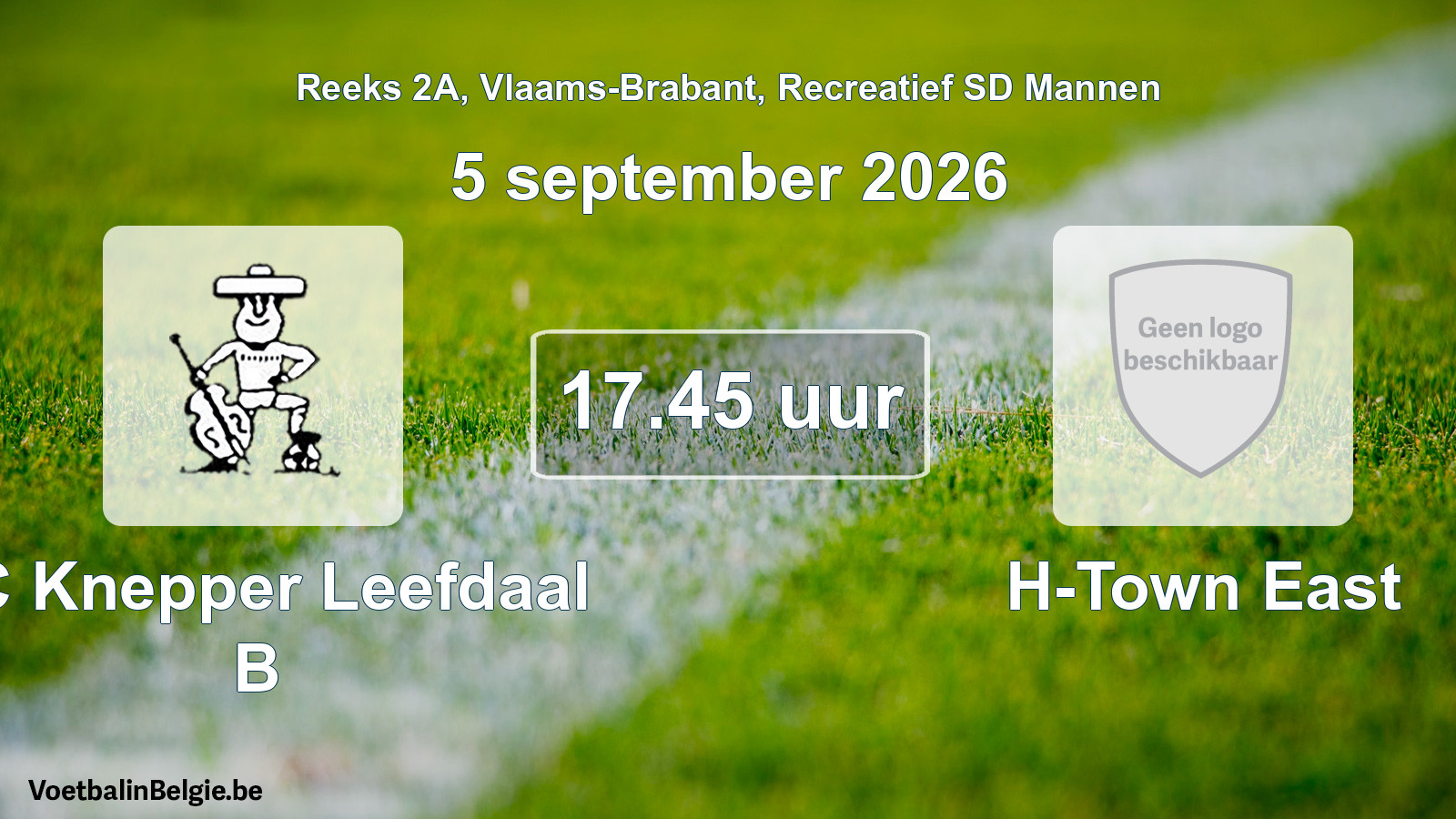 Scheduled match recreational sd men football: FC Knepper Leefdaal B - H-Town East (5 September 2026)