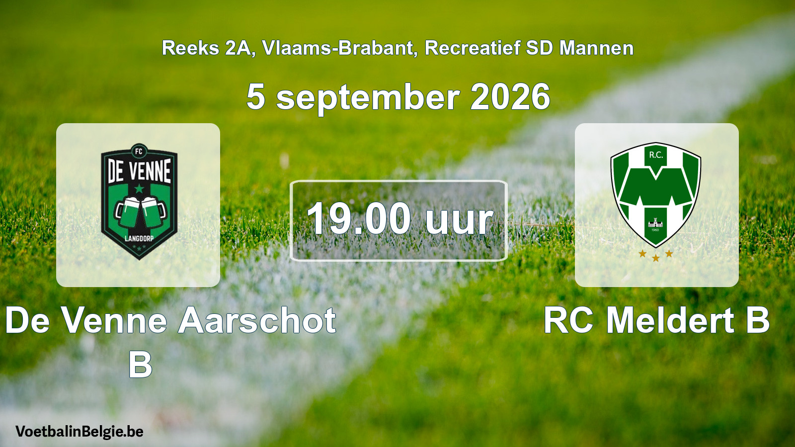 Scheduled match recreational sd men football: FC De Venne Aarschot B - RC Meldert B (5 September 2026)