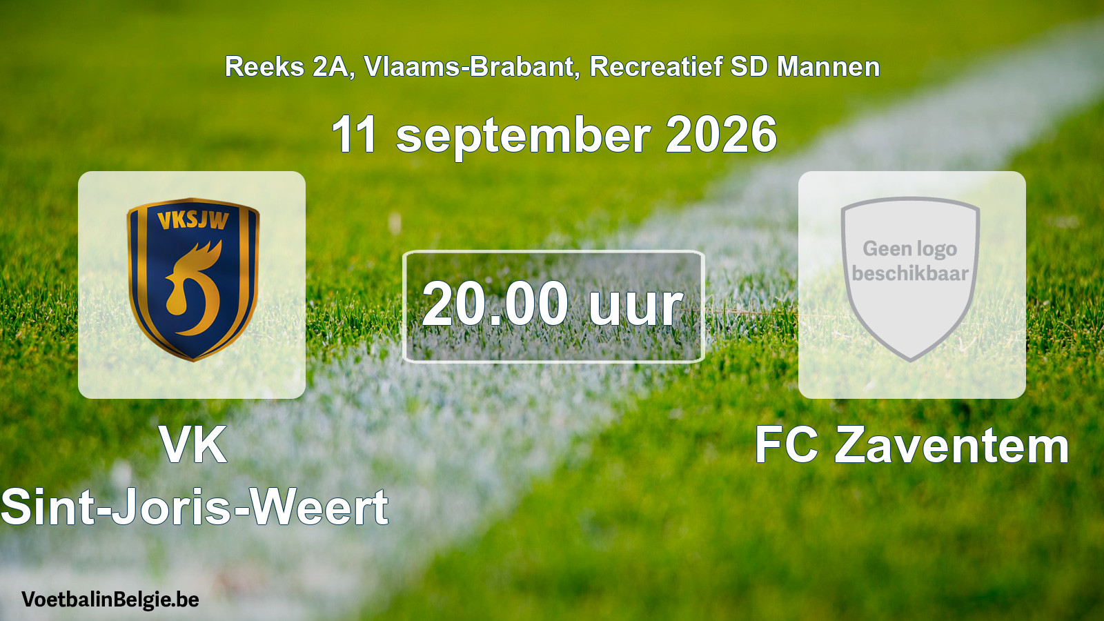 Scheduled match recreational sd men football: VK Sint-Joris-Weert - FC Zaventem (11 September 2026)