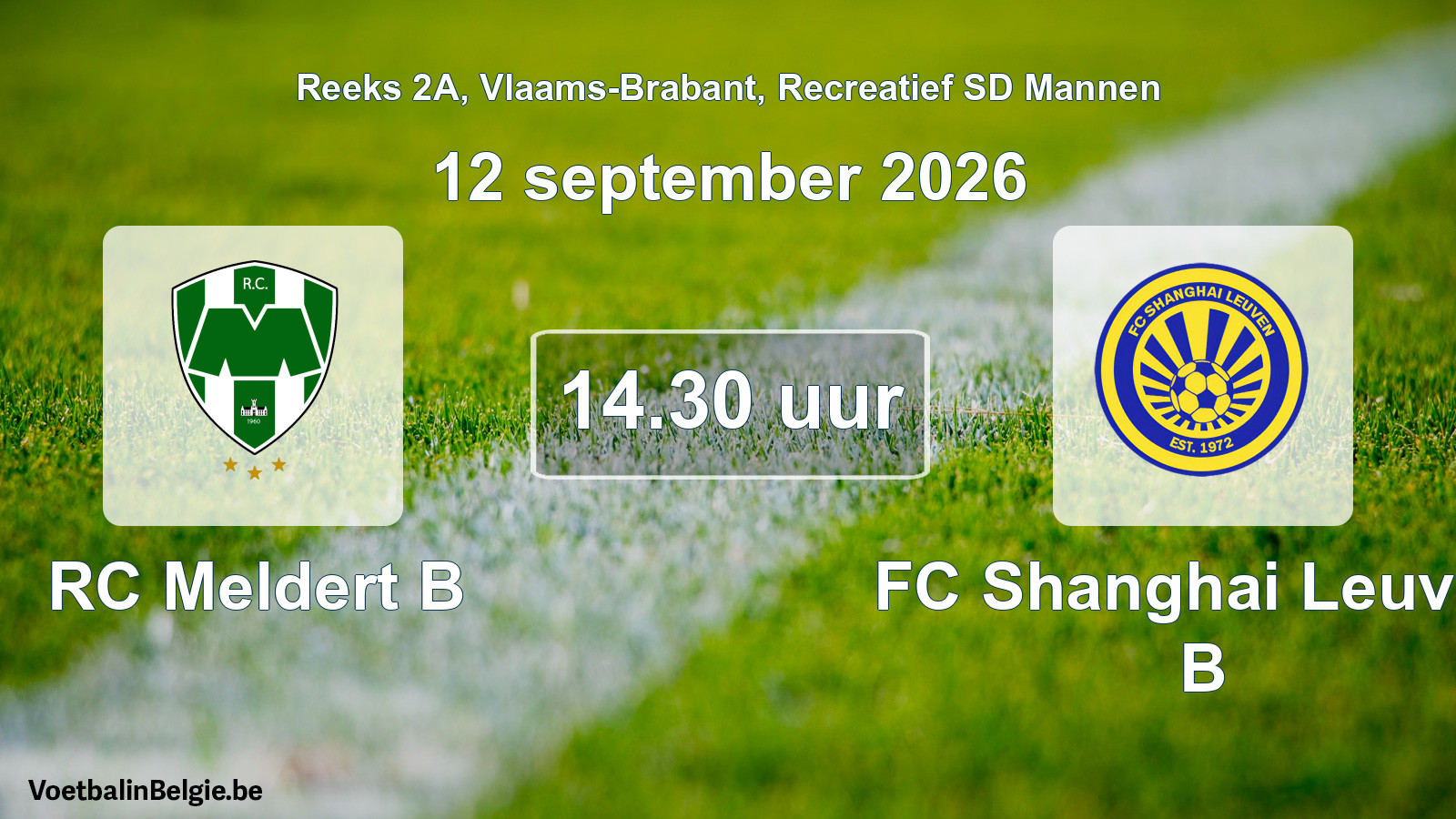 Scheduled match recreational sd men football: RC Meldert B - FC Shanghai Leuven B (12 September 2026)