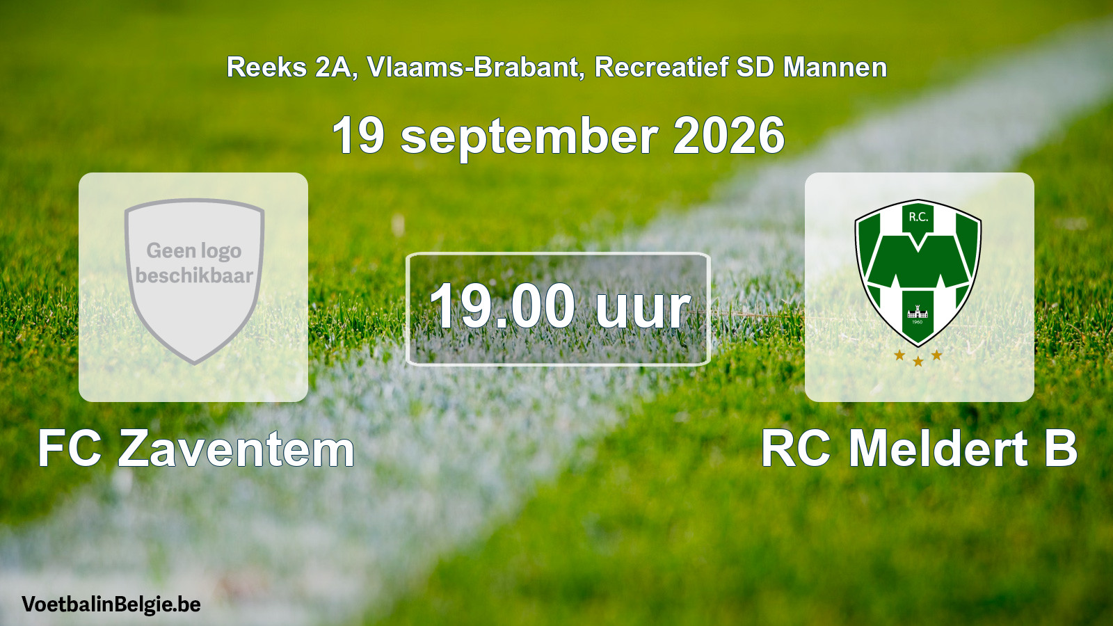 Scheduled match recreational sd men football: FC Zaventem - RC Meldert B (19 September 2026)