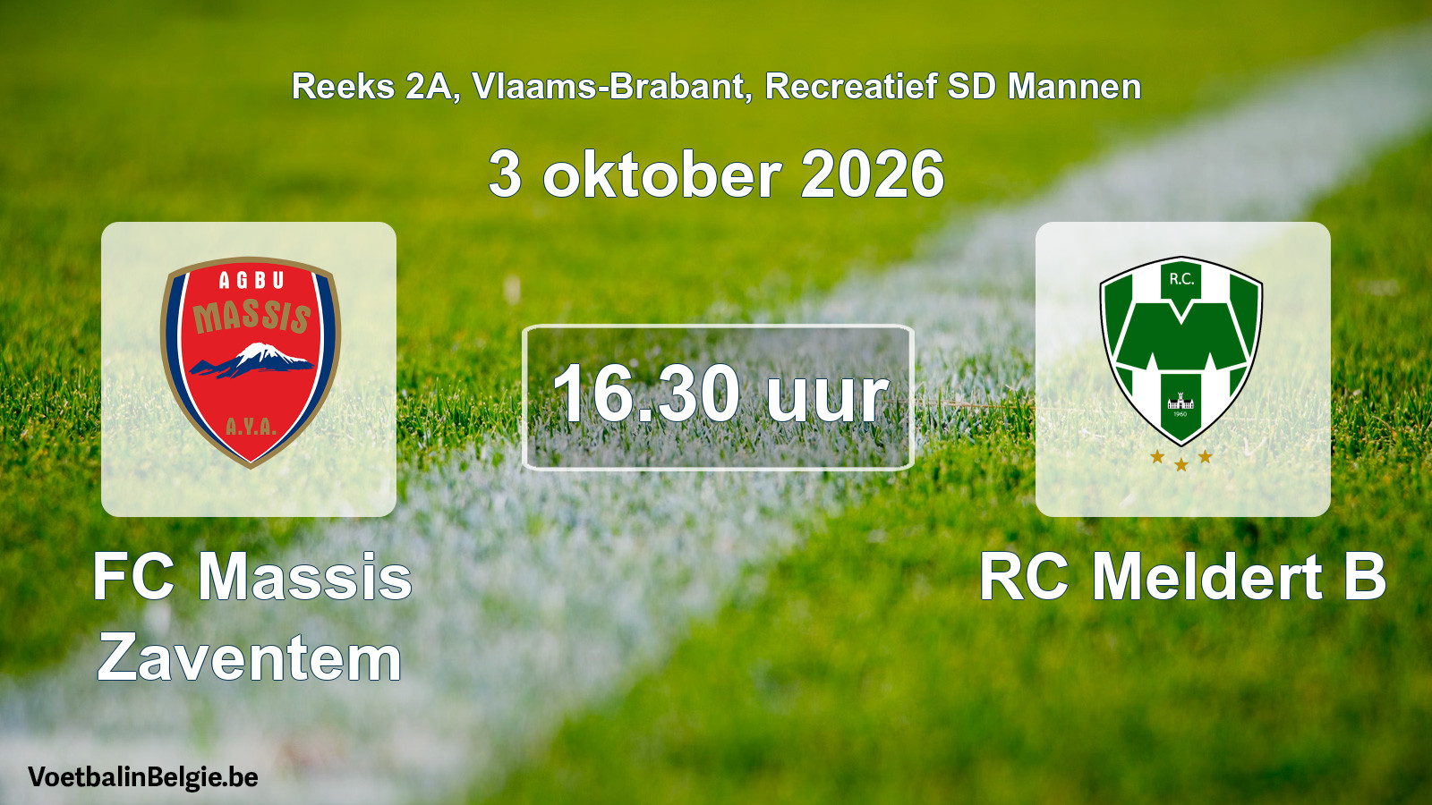 Geplande wedstrijd recreatief sd mannenvoetbal: FC Massis Zaventem - RC Meldert B (3 oktober 2026)