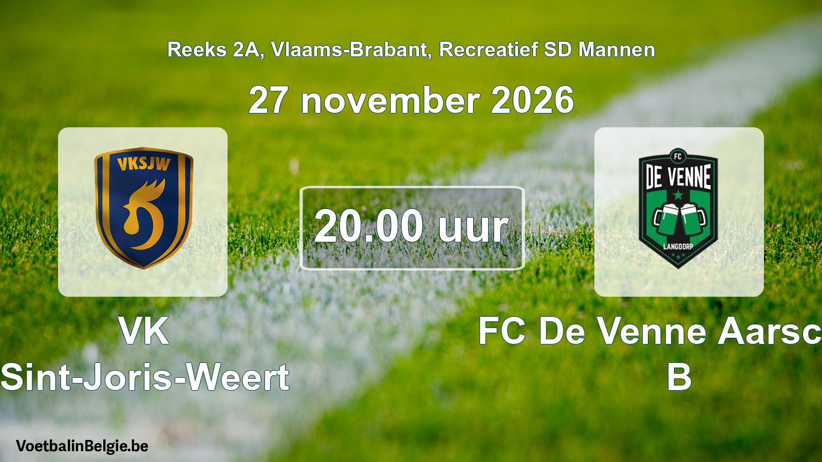 Geplande wedstrijd recreatief sd mannenvoetbal: VK Sint-Joris-Weert - FC De Venne Aarschot B (27 november 2026)